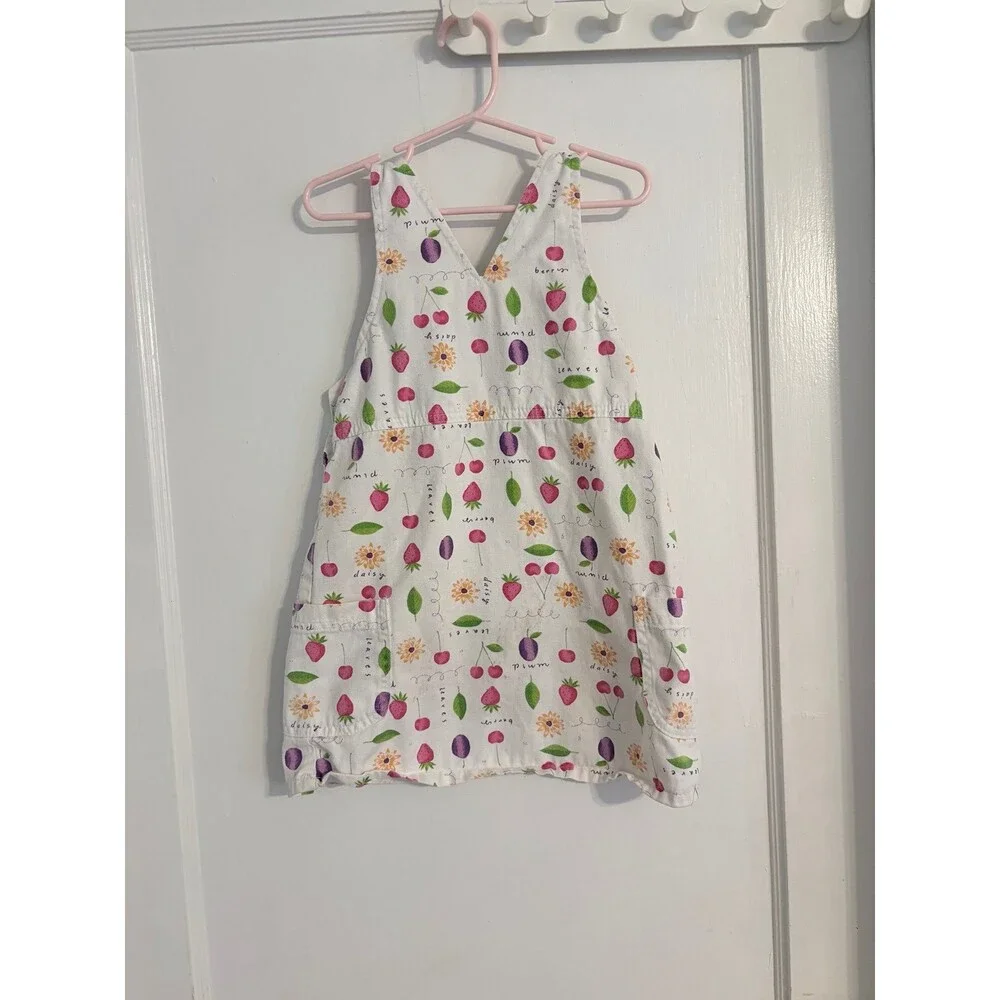 Oshkosh B'gosh Vintage 90's fruit and floral print overall white dress Size 5